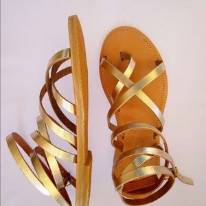 NWT Brown Leather Greek Roman Goddess Sandal